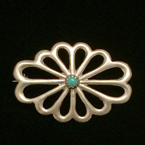SOLD.  Sterling Silver and Turquoise Brooch Pin